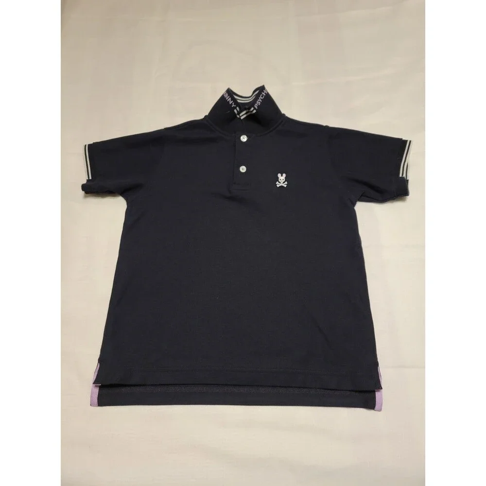 Psycho Bunny Polo Shirt Navy Blue Youth Boys Size M 10/12   Short Sleeve Cotton